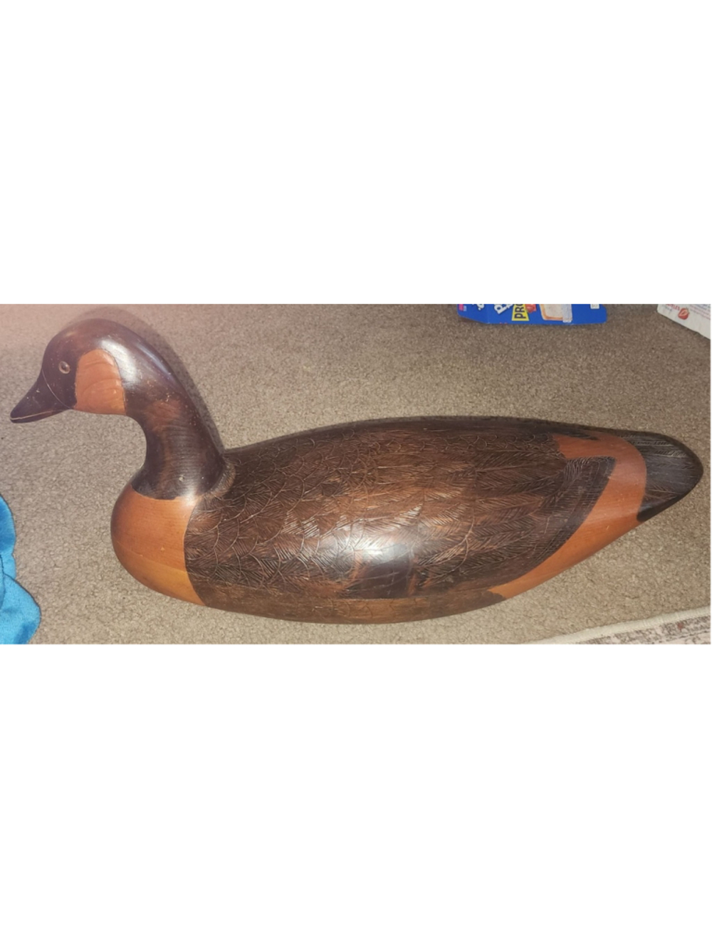 Hand Carved Wood Duck Decoy Solid Wooden Folk Art Bird Sculpture
